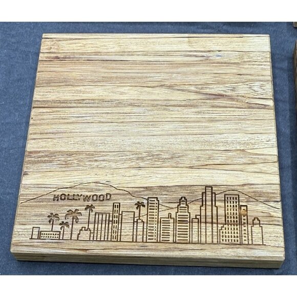 Recycled Chopsticks Coasters By ChopValue - L.A. & Mexico City Skylines Set of 4 - Picture 2 of 8